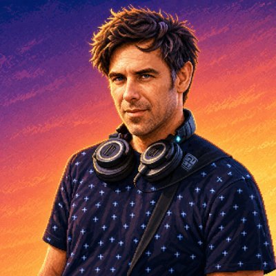 Illustrated portrait of Tomislav Rupić with headphones